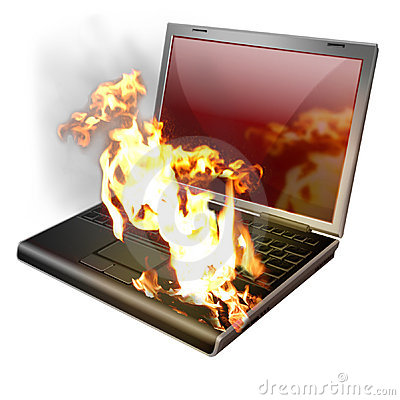 מחשב נייד נשרף